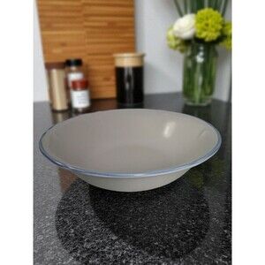 VTG Macy's The Cellar Odette Serving Bowl Stoneware White w/Blue 9.5" Diameter